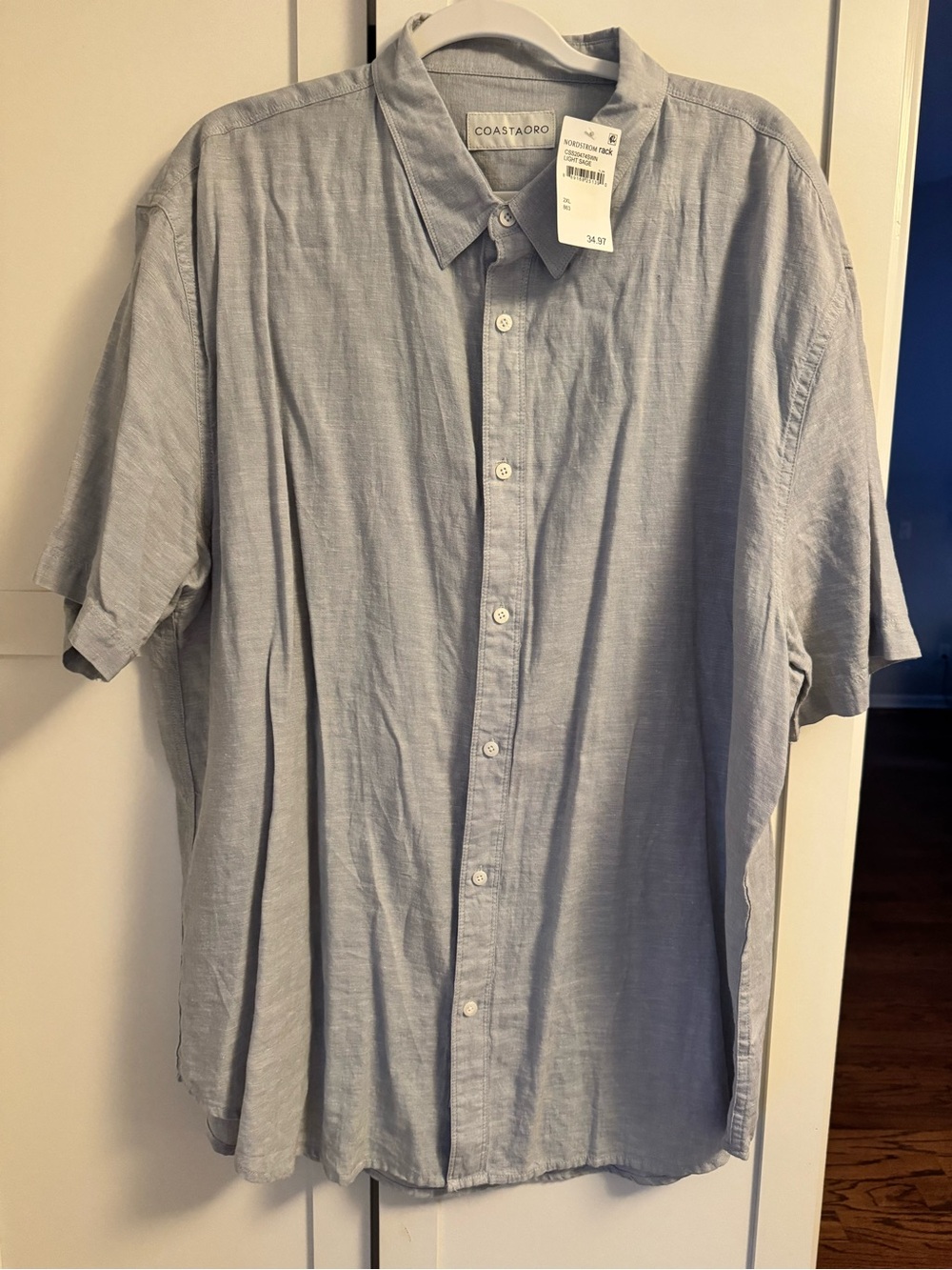 Coastardoro Light Blue Short-Sleeve Button-Down Shirt